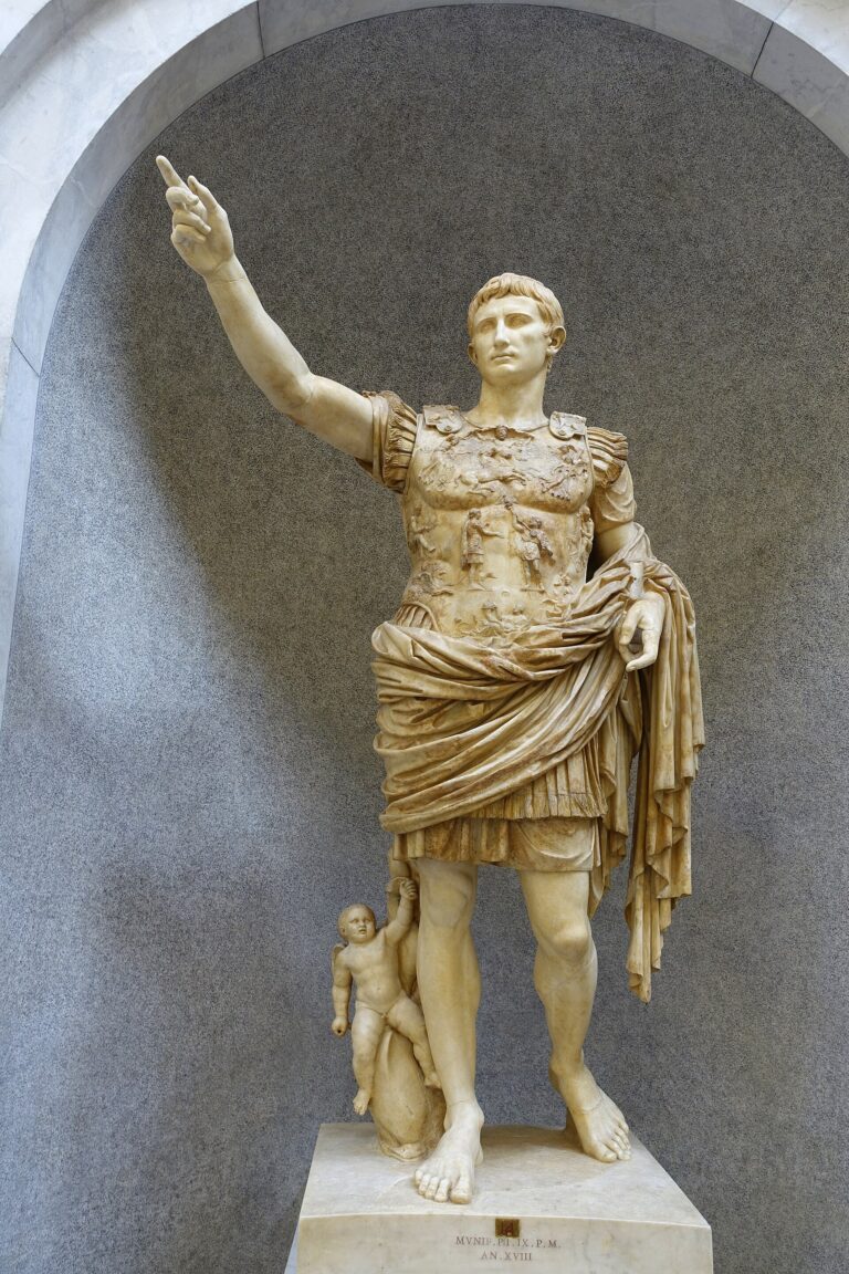 Augustus of Prima Porta, an idealized Roman statue; its scale does not establish Augustus’s height