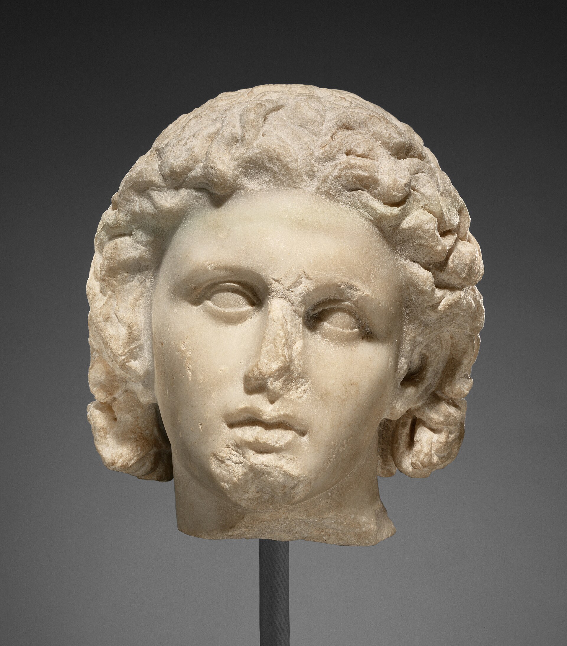 Ancient Greek sculpted portrait of Alexander the Great at the Getty Museum